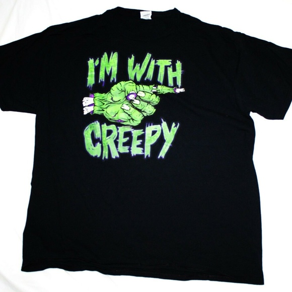 Fruit of the Loom Other - I’m with Creepy Mens Zombie Hand Graphic Glow in t
